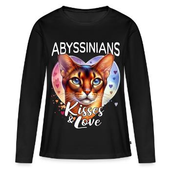 Amour des chats abyssiniens - T-shirt manches longues Premium bio Femme - noir - Devant - Julia (174cm)