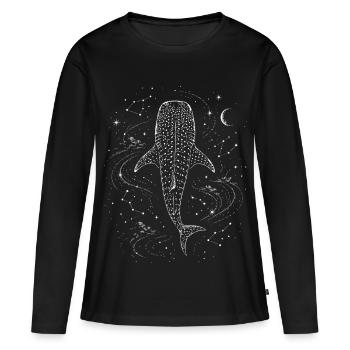 Requin Baleine Galaxie Constellation Astro - T-shirt manches longues Premium bio Femme - noir - Devant - Julia (174cm)