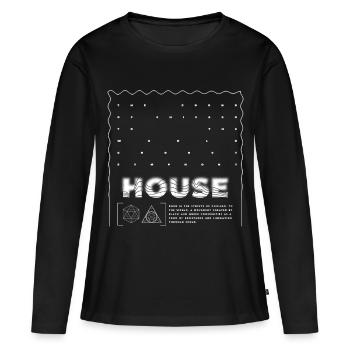 House Origins Chicago House Rave outfit EDM - T-shirt manches longues Premium bio Femme - noir - Devant - Julia (174cm)