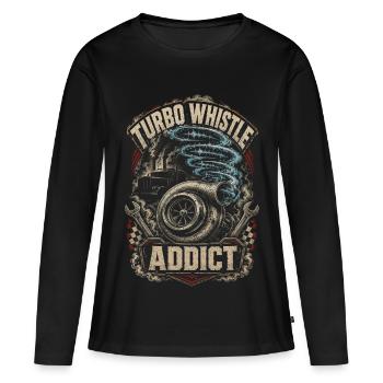 Sifflet turbo de charbon roulant - T-shirt manches longues Premium bio Femme - noir - Devant - Julia (174cm)
