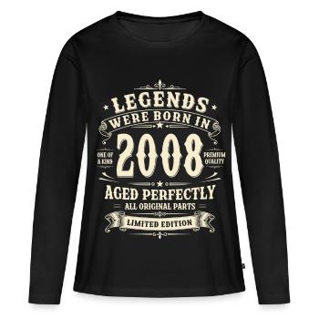 Cadeau d’anniversaire pour le 18e anniversaire 2008 Homme Vintage Rétro - T-shirt manches longues Premium bio Femme - noir - Devant - Julia (174cm)
