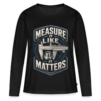 Opérateur de machine de découpe, fraiseuse CNC - T-shirt manches longues Premium bio Femme - noir - Devant - Julia (174cm)