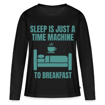 Le petit-déjeuner : le sommeil étrange n’est qu’une machine à voyager dans le temps - T-shirt manches longues Premium bio Femme - noir - Devant - Julia (174cm)