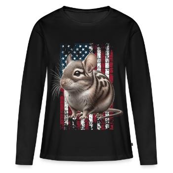 Degu US Degu - T-shirt manches longues Premium bio Femme - noir - Devant - Julia (174cm)