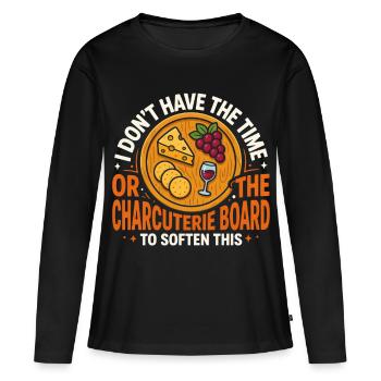 Presse de temps Humour Charcuterie - T-shirt manches longues Premium bio Femme - noir - Devant - Julia (174cm)