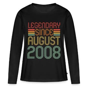 Legendary since August 2008, Geburtstag - Frauen Premium Bio Langarmshirt - Schwarz - Vorne - Julia (174cm)