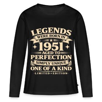 Né en 1951 Simplement unique - T-shirt manches longues Premium bio Femme - noir - Devant - Julia (174cm)