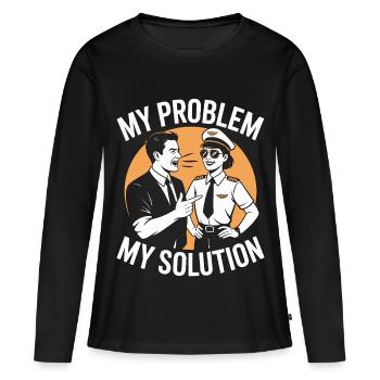 Private Pilot My Problem My Pictogram Mom Dad - Women's Premium Organic Long Sleeve Shirt - black - Front - Julia (174cm)