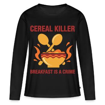 Breakfast Funny Cereal Killer Breakfast Is A Crime - Women's Premium Organic Long Sleeve Shirt - black - Front - Julia (174cm)
