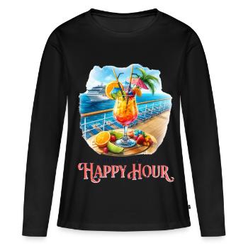 En se déplaçant vers l’happy hour - T-shirt manches longues Premium bio Femme - noir - Devant - Julia (174cm)