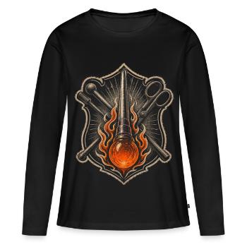 Souffleur - T-shirt manches longues Premium bio Femme - noir - Devant - Julia (174cm)
