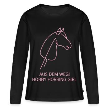 Hobby Horsing Girl Pferd - Frauen Premium Bio Langarmshirt - Schwarz - Vorne - Julia (174cm)