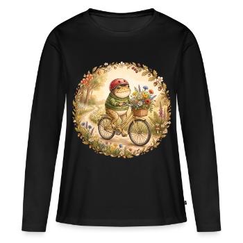 Nature du Cottage Snow, Vélo Grenouille - T-shirt manches longues Premium bio Femme - noir - Devant - Julia (174cm)