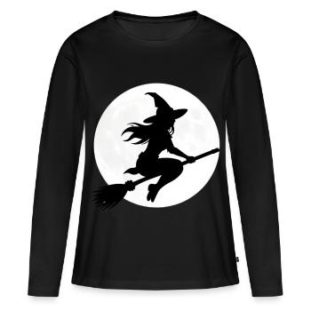 Cadeau du costume d’Halloween de la Sorcière Balai-Sorcière - T-shirt manches longues Premium bio Femme - noir - Devant - Julia (174cm)