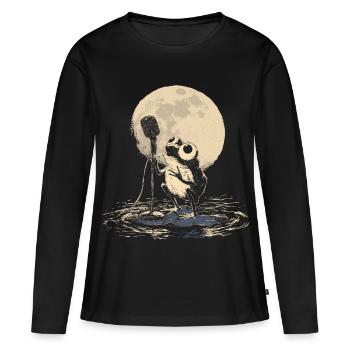 Singender Frosch Sänger Musik Amphibie - Frauen Premium Bio Langarmshirt - Schwarz - Vorne - Julia (174cm)