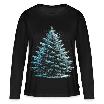 Schneetanne im Winter, Winter, Baum, Winter. - Frauen Premium Bio Langarmshirt - Schwarz - Vorne - Julia (174cm)