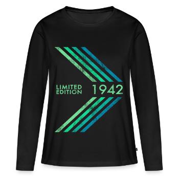 Édition limitée 1942 Anniversaire masculin - T-shirt manches longues Premium bio Femme - noir - Devant - Julia (174cm)