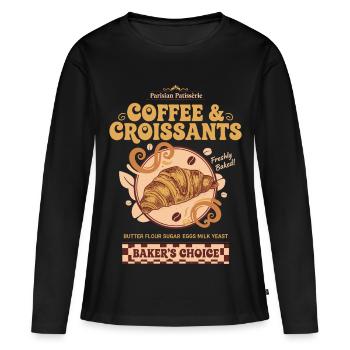 Frühstück Kaffee Brunch Speck Pfannkuchen Essen Lustig - Frauen Premium Bio Langarmshirt - Schwarz - Vorne - Julia (174cm)
