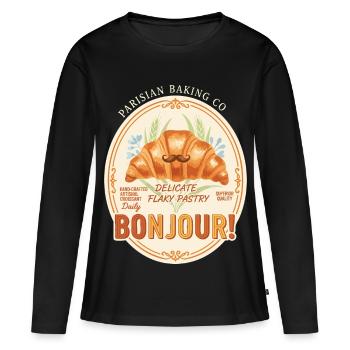 Frühstück Lustiger Brunch Kaffee Erdnussbutter Ahorn - Frauen Premium Bio Langarmshirt - Schwarz - Vorne - Julia (174cm)