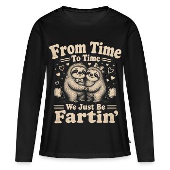 De temps en temps, on est juste des pets - T-shirt manches longues Premium bio Femme - noir - Devant - Julia (174cm)