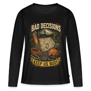 Les mauvaises décisions de l’équipe de secours nous occupent - T-shirt manches longues Premium bio Femme - noir - Devant - Julia (174cm)