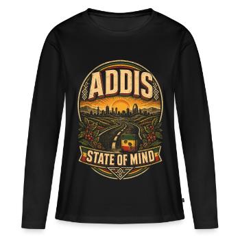 Ethiopia Ethiopian Addis - Women's Premium Organic Long Sleeve Shirt - black - Front - Julia (174cm)