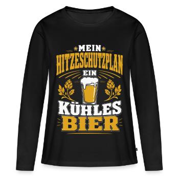 Mein Hitzeschutzplan Ein Kühles Bier - Frauen Premium Bio Langarmshirt - Schwarz - Vorne - Julia (174cm)