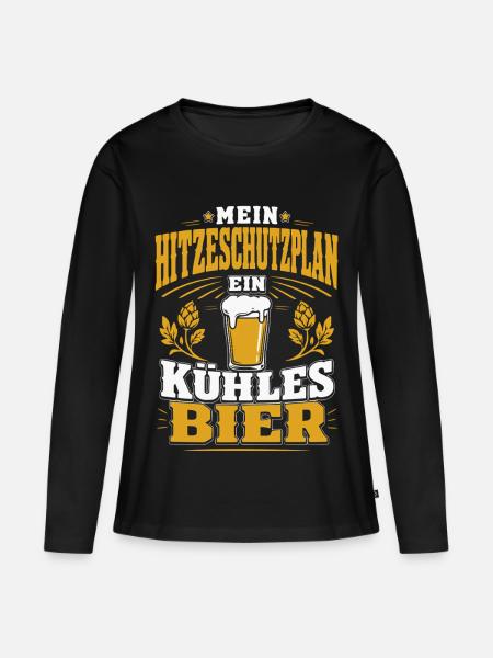 Mein Hitzeschutzplan Ein Kühles Bier - Frauen Premium Bio Langarmshirt - Schwarz