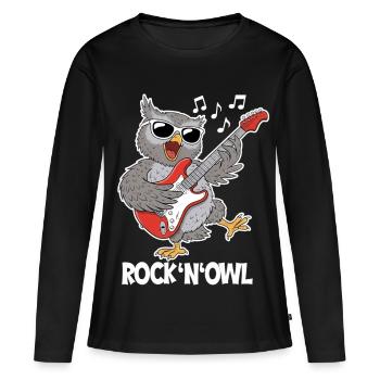 Rock N' Owl – Owl with Electric Guitar - Women's Premium Organic Long Sleeve Shirt - black - Front - Julia (174cm)