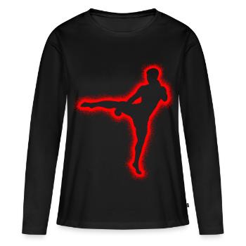 Muay Thai Kampfsport Kickboxer Jungen Kickboxen  - Frauen Premium Bio Langarmshirt - Schwarz - Vorne - Julia (174cm)
