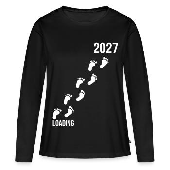 Baby 2027 Footprints Loading - Women's Premium Organic Long Sleeve Shirt - black - Front - Julia (174cm)