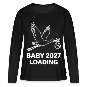 Baby 2027 Loading Stork - Women's Premium Organic Long Sleeve Shirt - black - Front - Julia (174cm)