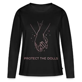 Protect The Dolls Hand Line Art - Frauen Premium Bio Langarmshirt - Schwarz - Vorne - Julia (174cm)
