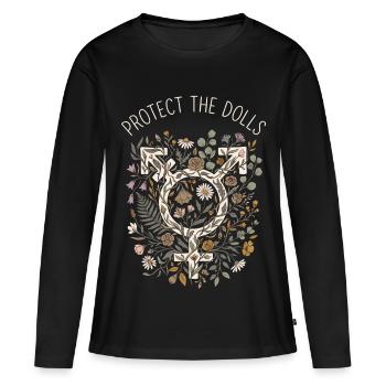Protect The Dolls Peace Blumen - Frauen Premium Bio Langarmshirt - Schwarz - Vorne - Julia (174cm)