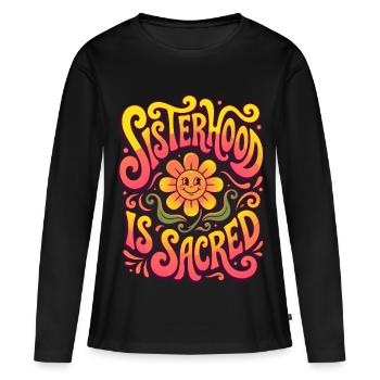Sisterhood Is Sacred Retro Blume - Frauen Premium Bio Langarmshirt - Schwarz - Vorne - Julia (174cm)