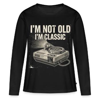 Ich bin nicht alt, ich bin klassisch - Frauen Premium Bio Langarmshirt - Schwarz - Vorne - Julia (174cm)
