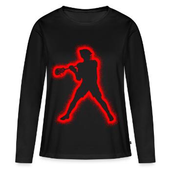 Lacrosse Spieler Herren Kinder Lacrosse Jungen - Frauen Premium Bio Langarmshirt - Schwarz - Vorne - Julia (174cm)