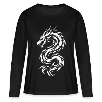 Drache Tribal Tattoo Style Style - Frauen Premium Bio Langarmshirt - Schwarz - Vorne - Julia (174cm)