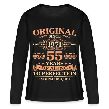 Original since 1971 Birthday 55 Years - Frauen Premium Bio Langarmshirt - Schwarz - Vorne - Julia (174cm)