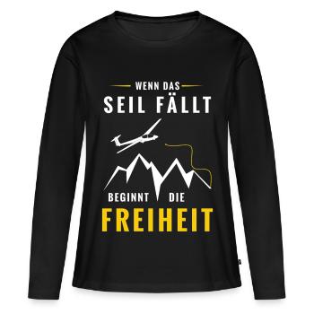 Wenn das Seil fällt beginnt Freiheit - Frauen Premium Bio Langarmshirt - Schwarz - Vorne - Julia (174cm)