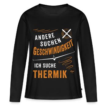 Ich suche Thermik Segelflug - Frauen Premium Bio Langarmshirt - Schwarz - Vorne - Julia (174cm)
