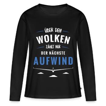 Über den Wolken zählt Aufwind - Frauen Premium Bio Langarmshirt - Schwarz - Vorne - Julia (174cm)