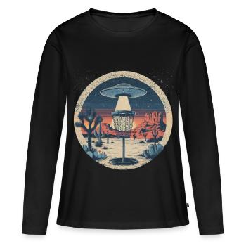 Panier UFO de disc golf Retro Vintage Desert After - T-shirt manches longues Premium bio Femme - noir - Devant - Julia (174cm)
