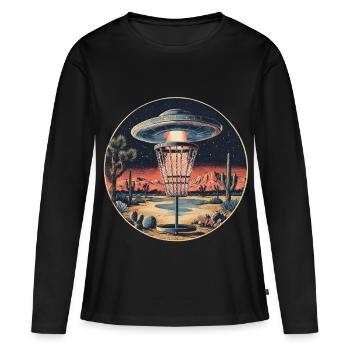 Disc Golf Starter UFO Korb Retro Vintage Wüste Ste - Frauen Premium Bio Langarmshirt - Schwarz - Vorne - Julia (174cm)
