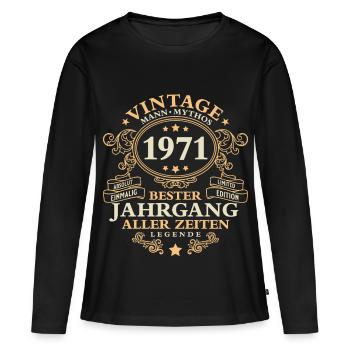 Vintage 1971 Jahrgang Mann 55. Geburtstag - Frauen Premium Bio Langarmshirt - Schwarz - Vorne - Julia (174cm)