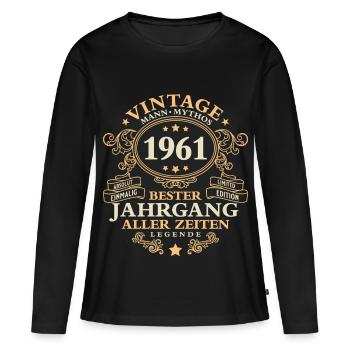 Vintage 1961 Jahrgang Mann 65. Geburtstag - Frauen Premium Bio Langarmshirt - Schwarz - Vorne - Julia (174cm)