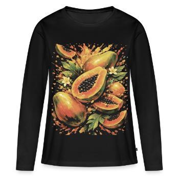 Papaya Tropic Exotic Fruit Splash Art - Women's Premium Organic Long Sleeve Shirt - black - Front - Julia (174cm)