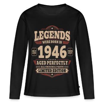 80th Birthday Gift Husband 1946 Vintage Retro - Women's Premium Organic Long Sleeve Shirt - black - Front - Julia (174cm)
