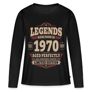 56. Geburtstag Geschenk Mann 1970 Vintage Retro - Frauen Premium Bio Langarmshirt - Schwarz - Vorne - Julia (174cm)