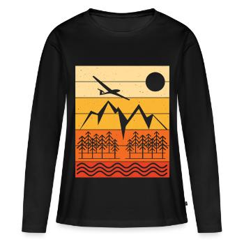 Segelflug Landschaft Design Sunset - Frauen Premium Bio Langarmshirt - Schwarz - Vorne - Julia (174cm)